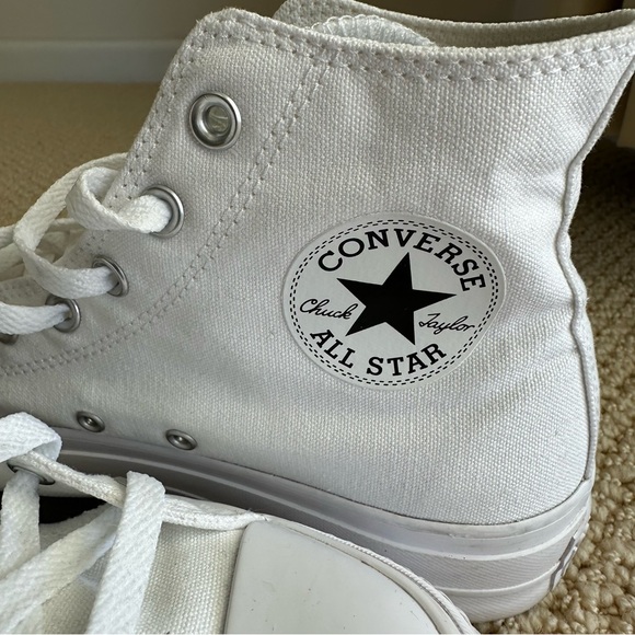Converse Chuck Taylor Lift Platform High Top Sneakers All White - Picture 5 of 11